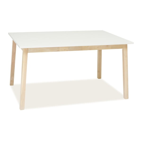 Rozkladací jedálenský stôl s bielou doskou a nohami z kaučukového dreva Signal Narvik, dĺžka 140 - 180 cm