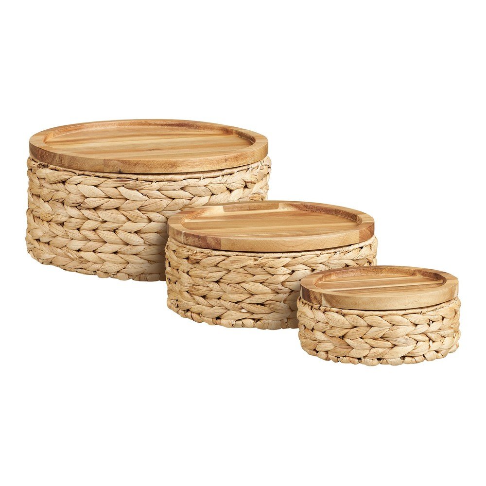 E-shop Košíky v súprave 3 ks z vodného hyacintu ø 30x15 cm Botofte – House Nordic