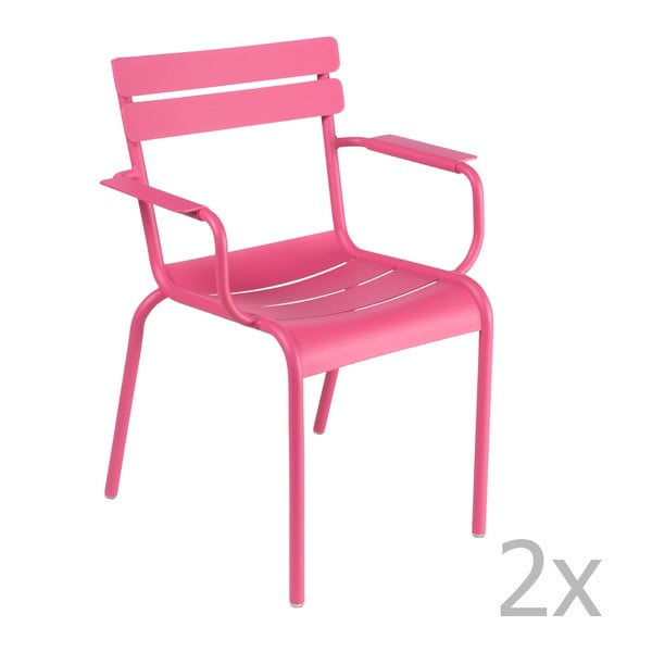 Sada 2 ružových stoličiek s opierkami na ruky Fermob Luxembourg