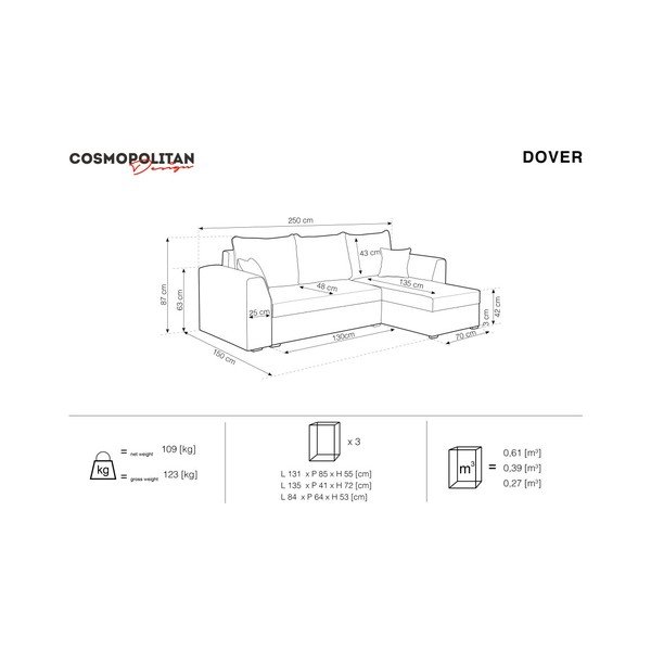 Antracitovosivá rohová rozkladacia pohovka Cosmopolitan dizajn Dover-image-3