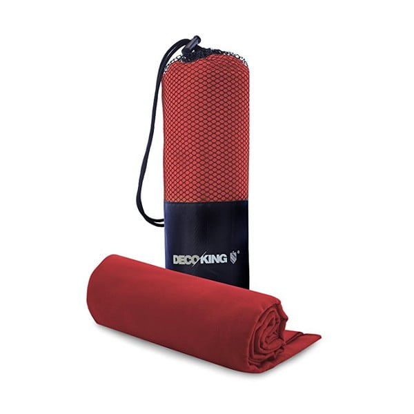 Set červenej rýchloschnúcej osušky a uteráku DecoKing EKEA, 70 × 140 cm + 30 × 50 cm