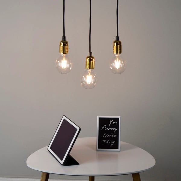 Čierne trojramenné závesné svietidlo s detailmi v zlatej farbe Sotto Luce Uno-image-1