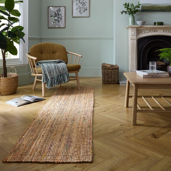 Ručne tkaný jutový behúň v prírodnej farbe 60x300 cm Jute Boucle Multi – Flair Rugs-image-1