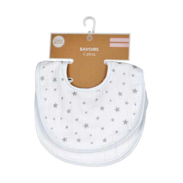 Biele mušelínové podbradníky v súprave 2 ks – Bébé Douceur-image-3