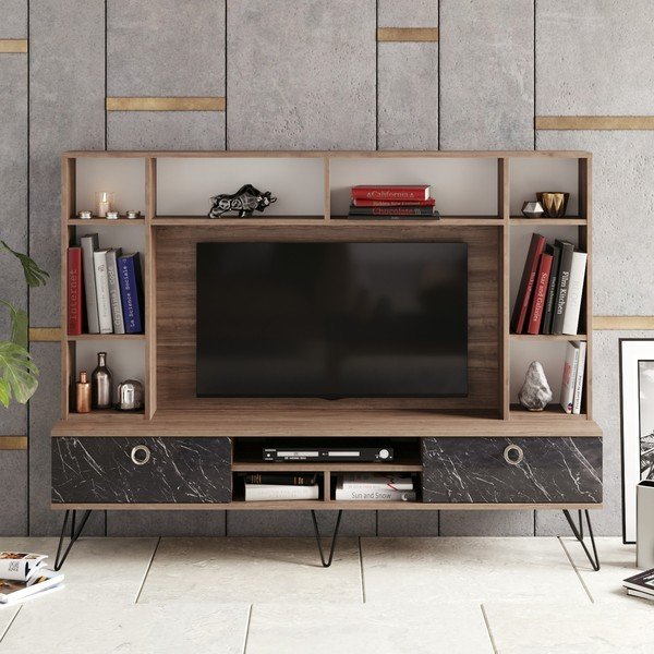 Sivo-hnedá TV súprava v dekore orecha 180x136 cm Lorenz - Kalune Design-image-3