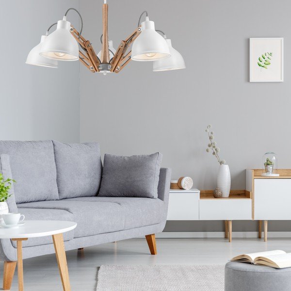 Bielo-hnedé stropné svietidlo s kovovým tienidlom ø 15 cm Marcello – LAMKUR-image-1