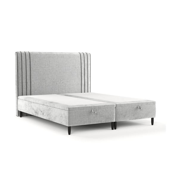 Sivá čalúnená dvojlôžková posteľ s úložným priestorom 160x200 cm Musca – Maison de Rêve