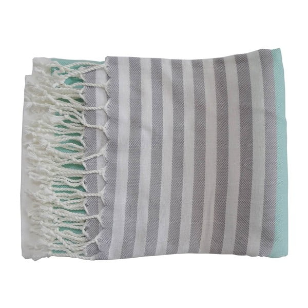 Tyrkysová ručne tkaná osuška z prémiovej bavlny Melis, 100 × 180 cm