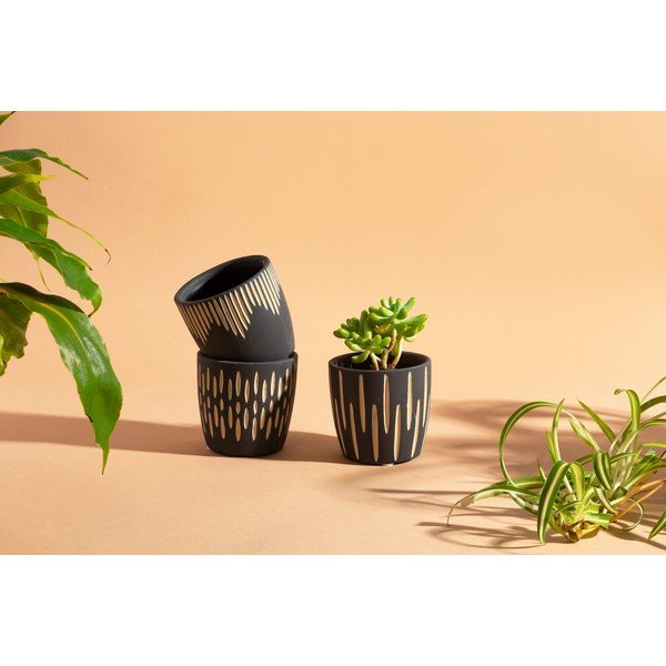 Terakotové obaly na kvetináče v súprave 3 ks ø 8 cm Grafitto – Sass & Belle-image-1