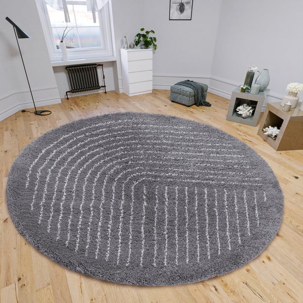 Tmavosivý okrúhly koberec ø 120 cm Dion – Hanse Home-image-1