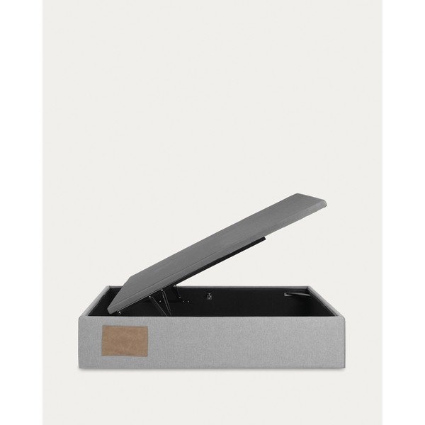 Sivá čalúnená jednolôžková posteľ s úložným priestorom 90x190 cm Matters – Kave Home-image-3