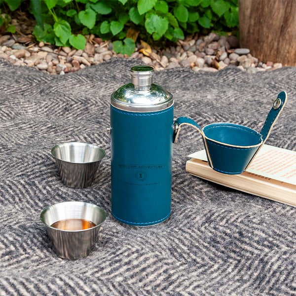 Tmavomodrá súprava ploskačky a štamperlíkov 3 ks z nehrdzavejúcej ocele 220 ml Spirit of Adventure – Rex London-image-1