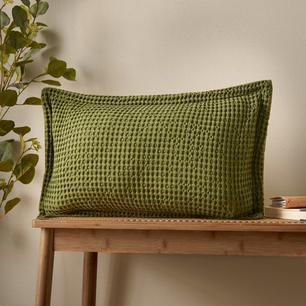 Bavlnený dekoračný vankúš 30x50 cm Jaipur Chunky Waffle – Pineapple Elephant-image-1