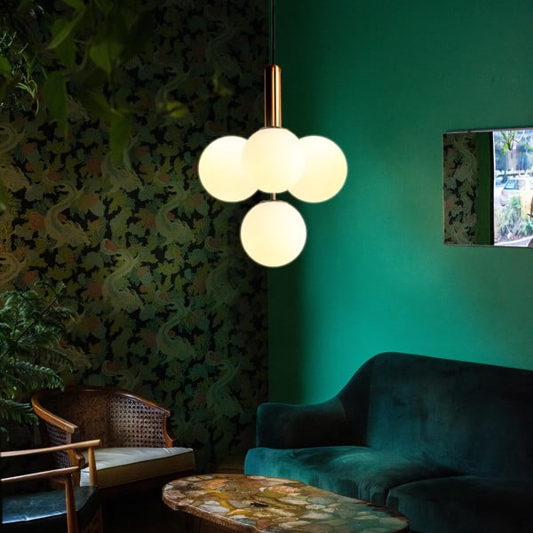 Závesné svietidlo v zlatej farbe SULION Musa, výška 120 cm-image-1