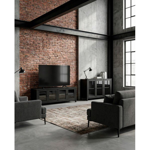 Čierna vitrína z borovicového dreva 142x80x40 cm Alessandra – Marckeric-image-4