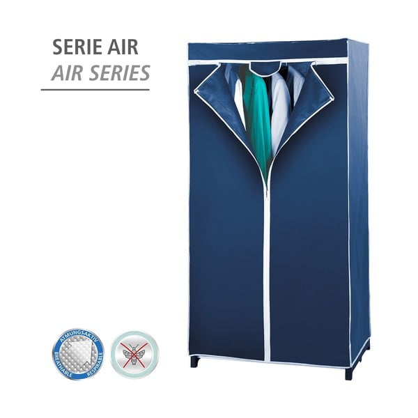 Modrá skladacia látková šatníková skriňa Wenko Air-image-3