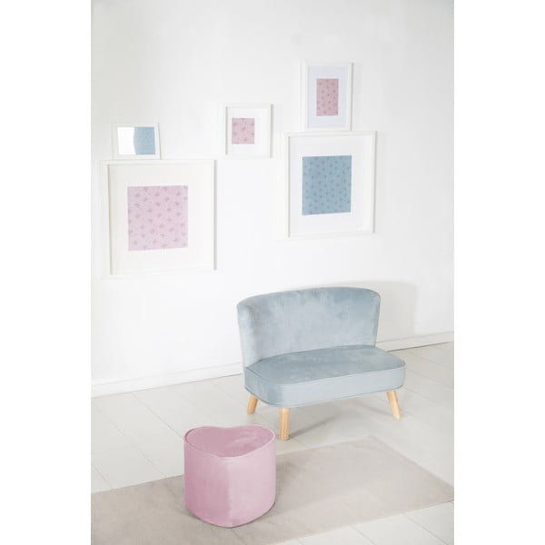 Svetloružový zamatový detský puf Lil Sofa – Roba-image-2