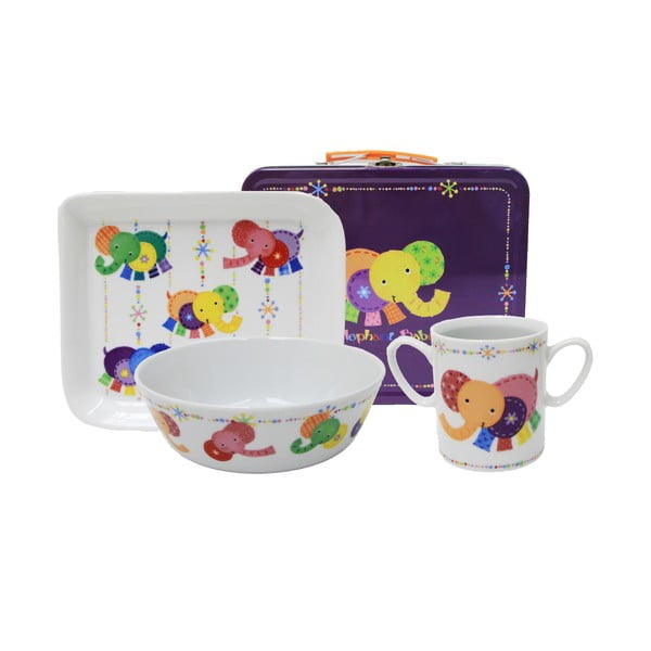 Detský raňajkový set v kufríku Silly Design Elephant
