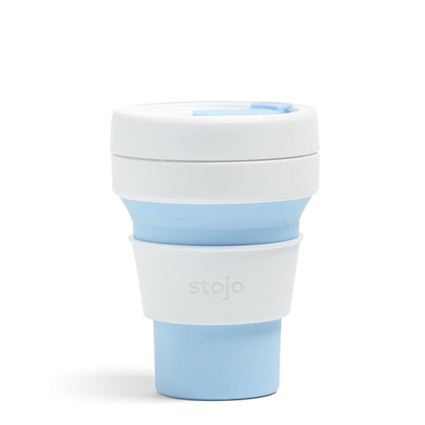 Bielo-modrý skladací cestovný hrnček Stojo Pocket Cup Sky, 355 ml