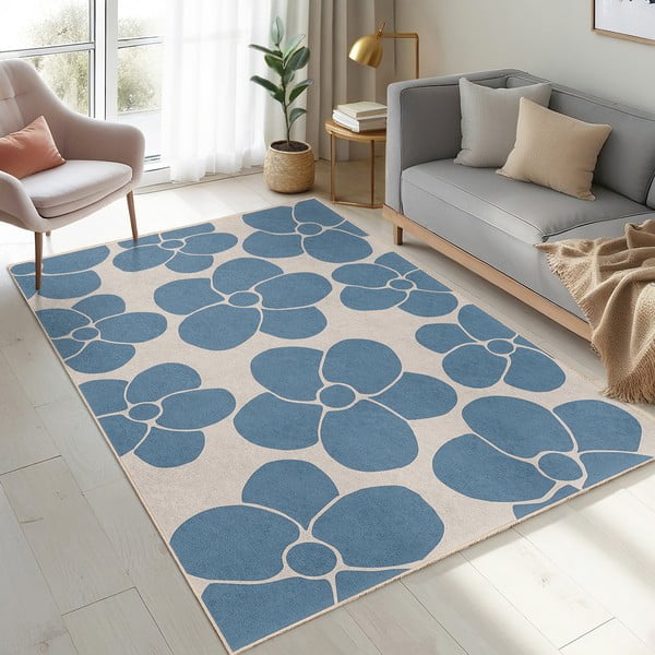 Modrý prateľný behúň 80x200 cm Blue Meadow – Mila Home-image-4