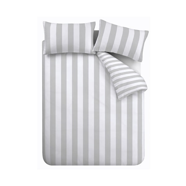 Predĺžené bielo-sivé obliečky na dvojlôžko 230x220 cm Cove Stripe – Catherine Lansfield
