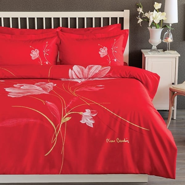 Obliečky Pierre Cardin Red Flower s plachtou, 200x220 cm
