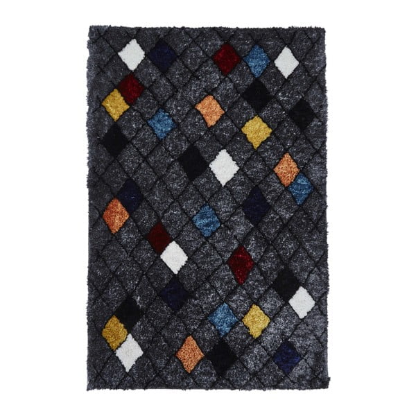 Tmavosivý koberec s farebnými vzormi Think Rugs Broadway, 150 × 230 cm