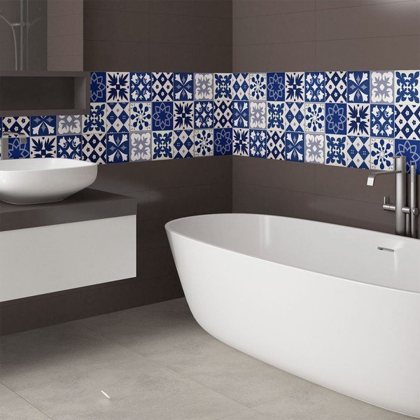 Sada 9 nástenných samolepiek Ambiance Cement Tiles Linia, 10 x 10 cm-image-1