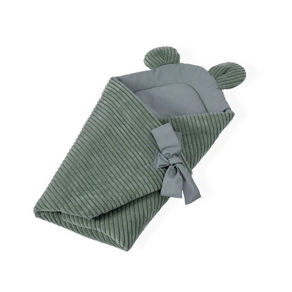 Zelená menčestrová detská zavinovačka 35x65 cm – Meowbaby-image-1