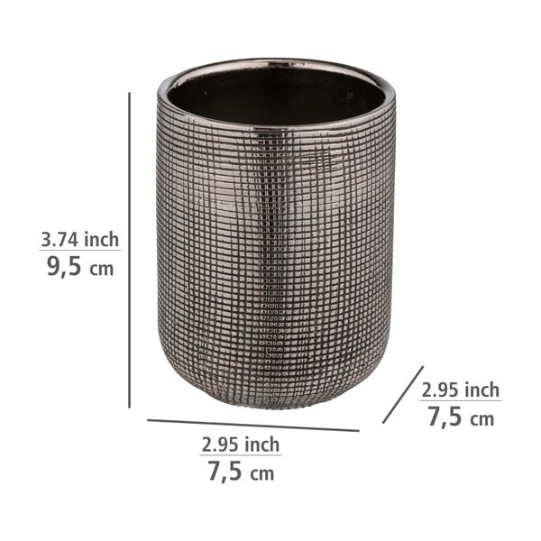 Keramický téglik na zubné kefky v striebornej farbe Rivara – Wenko-image-4