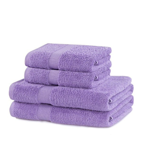 Froté bavlnené uteráky a osušky v levanduľovej farbe v súprave 4 ks Marina – DecoKing