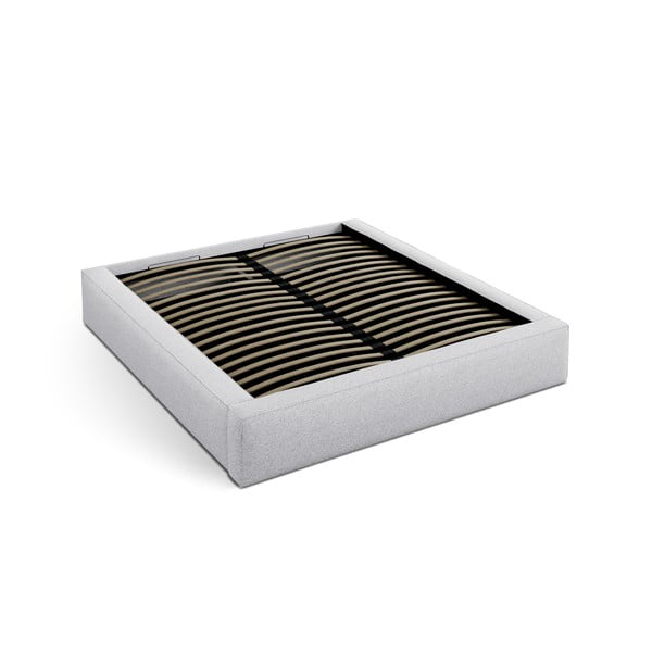 Svetlosivá čalúnená dvojlôžková posteľ s úložným priestorom s roštom 160x200 cm Simon Olivia – Micadoni -image-3