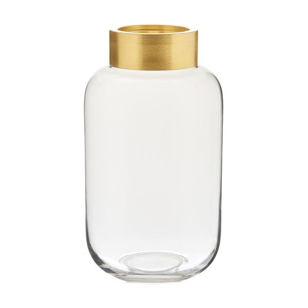 Sklenená váza s kovovým prvkom v zlatej farbe Westwing Collection Lori, výška 29 cm-image-2