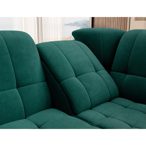 Zelená zamatová rozkladacia/s úložným priestorom rohová pohovka (pravý roh/do L) Sado – ELTAP-image-1