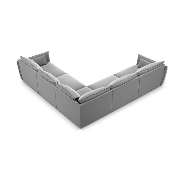 Svetlosivá zamatová rohová pohovka Vanda – Mazzini Sofas-image-3