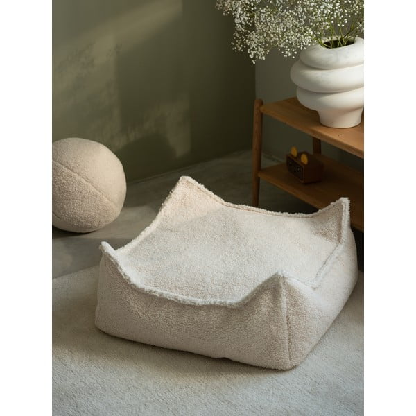 Krémový detský sedací vak z textílie buklé Square – Wigiwama-image-2