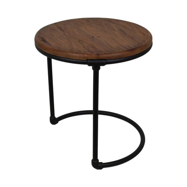 Odkladací stolík z teakového dreva a kovu HSM Collection Round, 45 × 45 cm