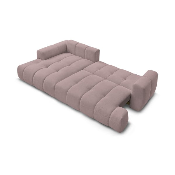 Ružová rozkladacia/s úložným priestorom rohová pohovka (ľavý roh/s leňoškou) Fuji – Bobochic Paris-image-4