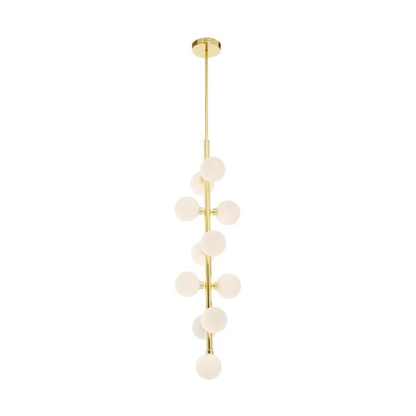 Biele/v zlatej farbe kovové závesné svietidlo so skleneným tienidlom ø 27 cm Trieste – Premier Housewares