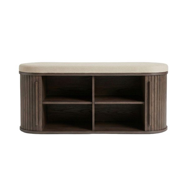 Polstrovaná lavica v tmavo prírodnej farbe Meta – Unique Furniture-image-1