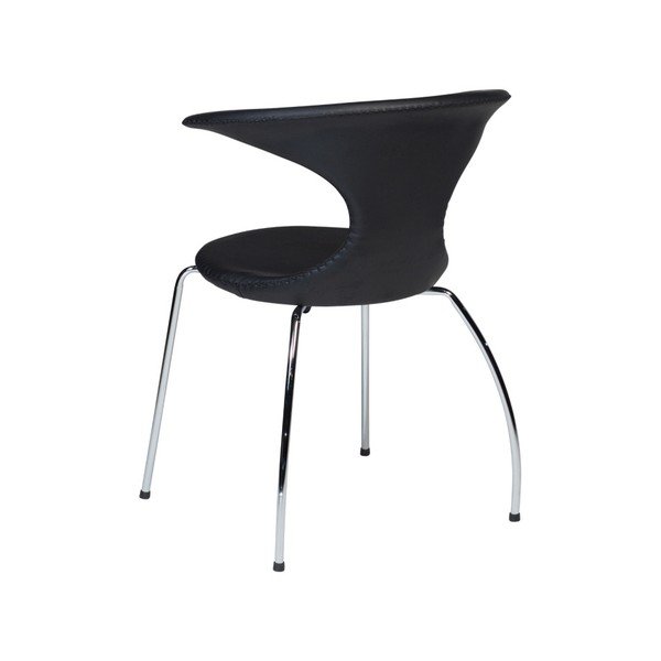 Čierna jedálenská stolička z eko kože s pochrómovanou podnožou DAN–FORM Denmark Flair-image-1