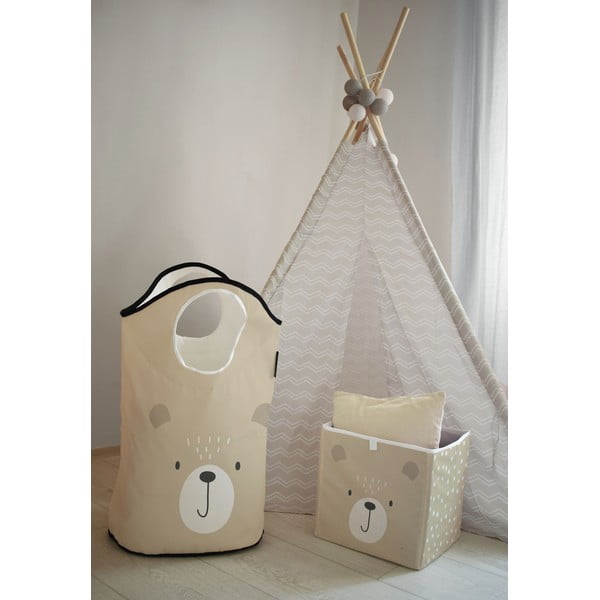 Béžový látkový detský úložný box Dots from the Forest - Butter Kings-image-1