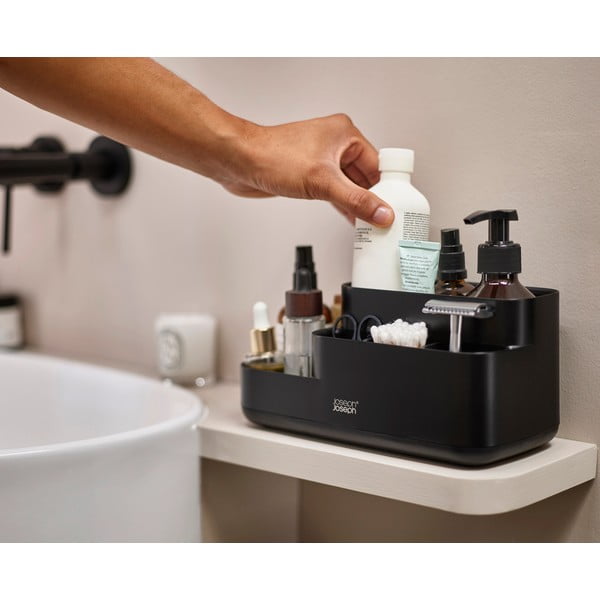Čierny plastový kúpeľňový organizér EasyStore – Joseph Joseph-image-1