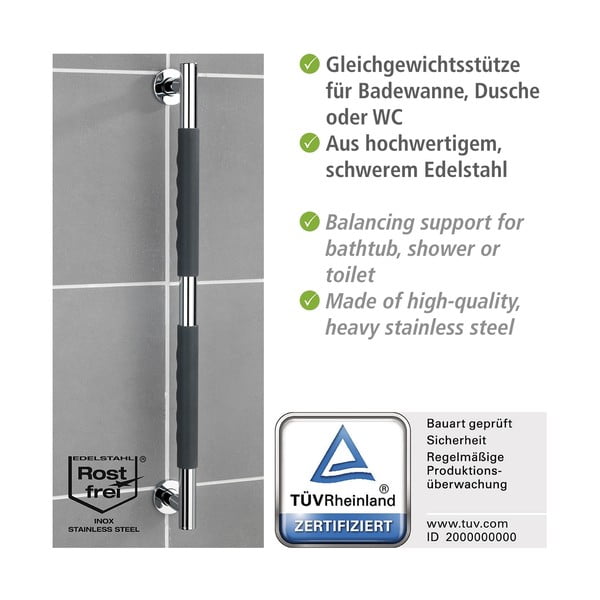 Nástenné madlo do kúpeľne z nehrdzavejúcej ocele Secura – Wenko-image-4