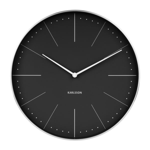 Čierne nástenné hodiny s detailmi v striebornej farbe Karlsson Normann, ⌀ 38 cm