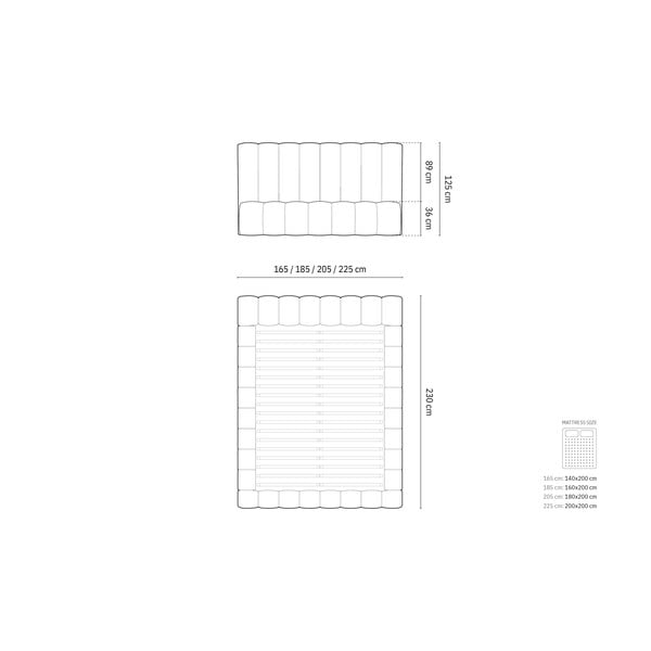 Svetlosivá čalúnená dvojlôžková posteľ s úložným priestorom a roštom 160x200 cm Kelp – Micadoni Home-image-4