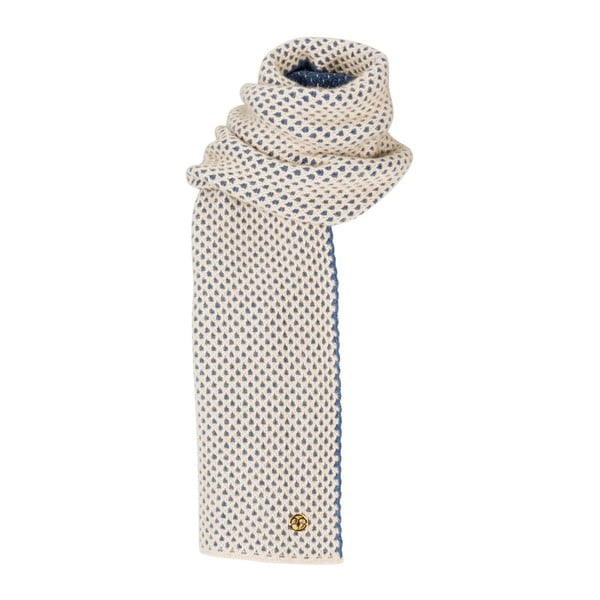 Béžovo-modrý pletený kašmírový šál Bel cashmere Knit, 200 x 30 cm