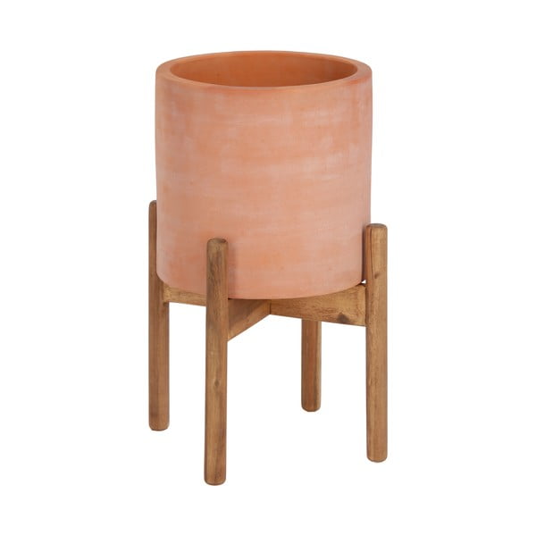 Terakotový kvetináč na drevenom podstavci Kave Home Dalva, ⌀ 30 cm-image-2
