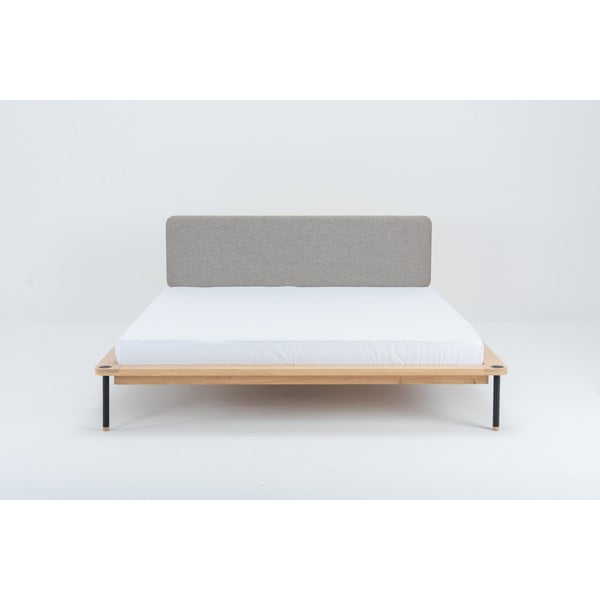 Dvojlôžková posteľ z dubového dreva Gazzda Fina Nero, 140 x 200 cm-image-3