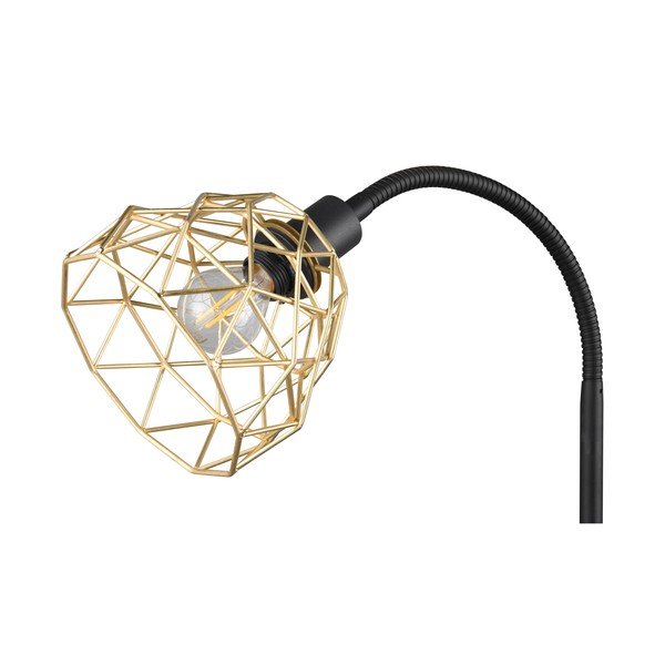 Stojacia lampa v čiernej a zlatej farbe s kovovým tienidlom (výška 180 cm) Haval - Reality-image-4